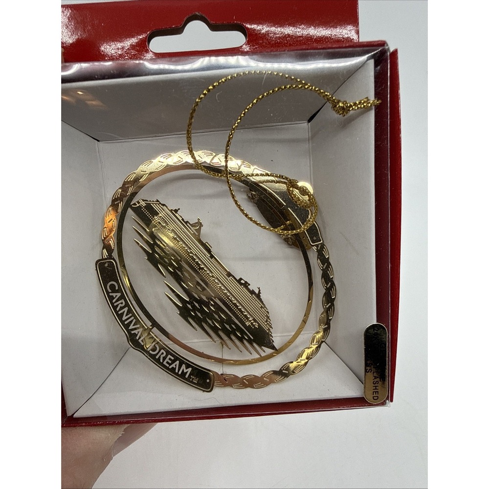 Carnival Cruise Christmas Ornament Carnival Dream 24 Kt Gold Flash Brass In Box